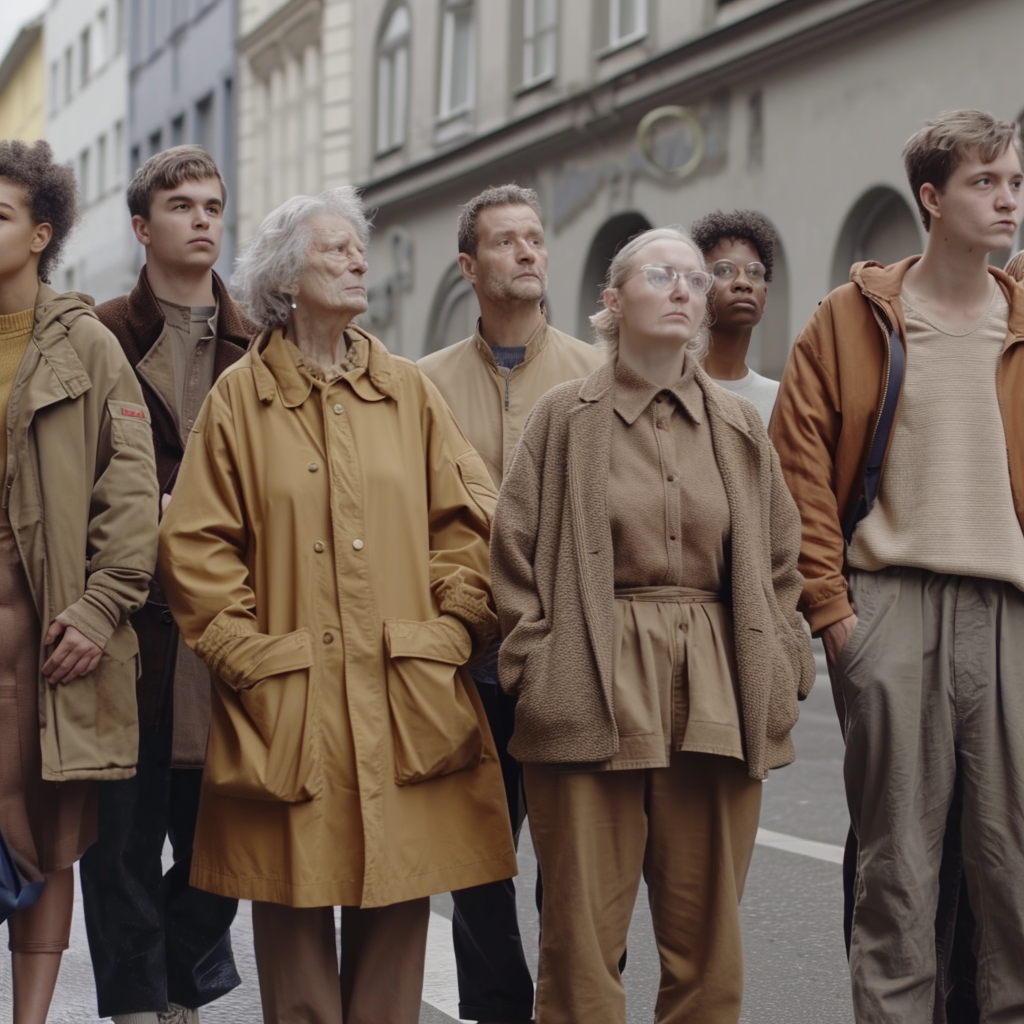 Group of People on German Street