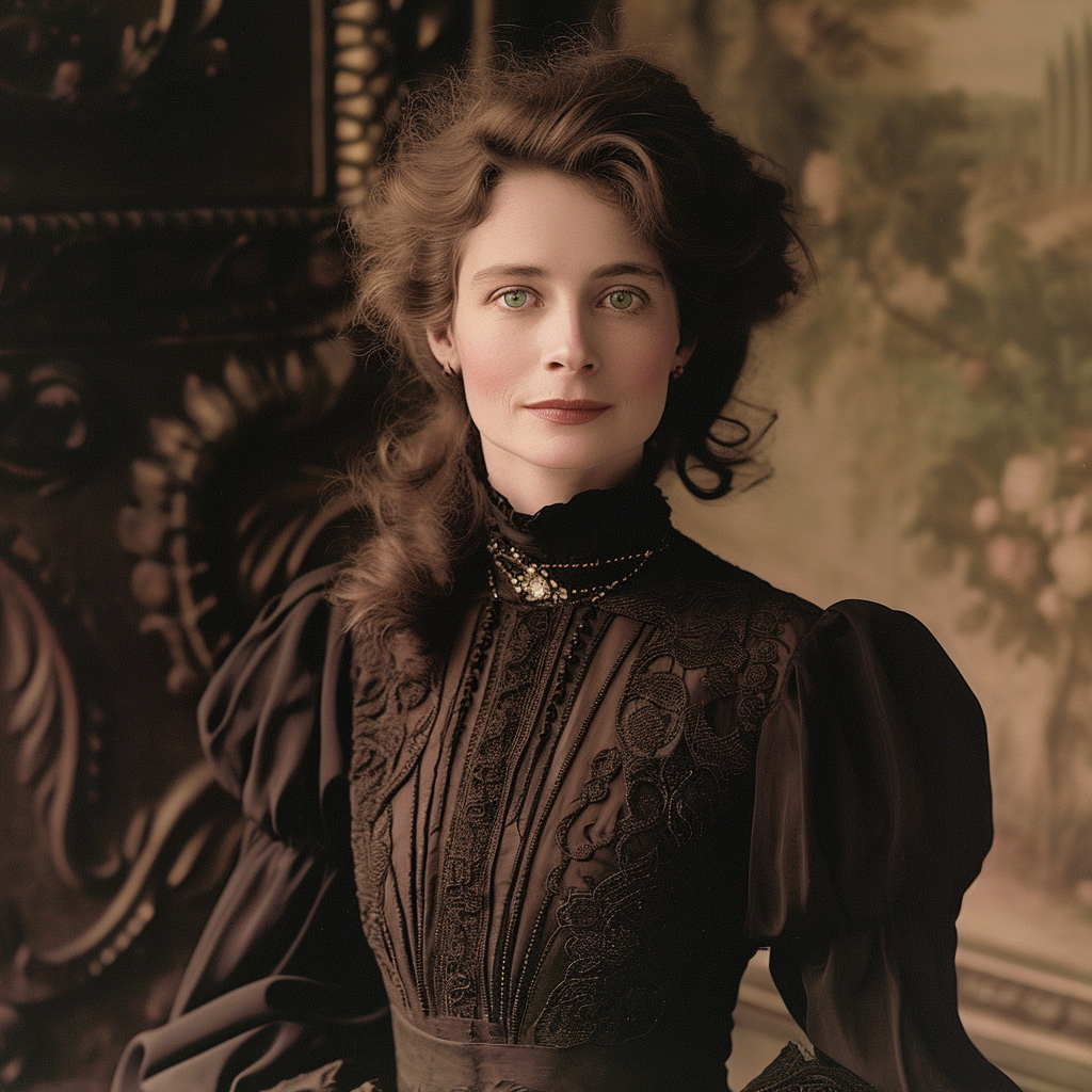 Elegant wealthy woman in vintage mansion