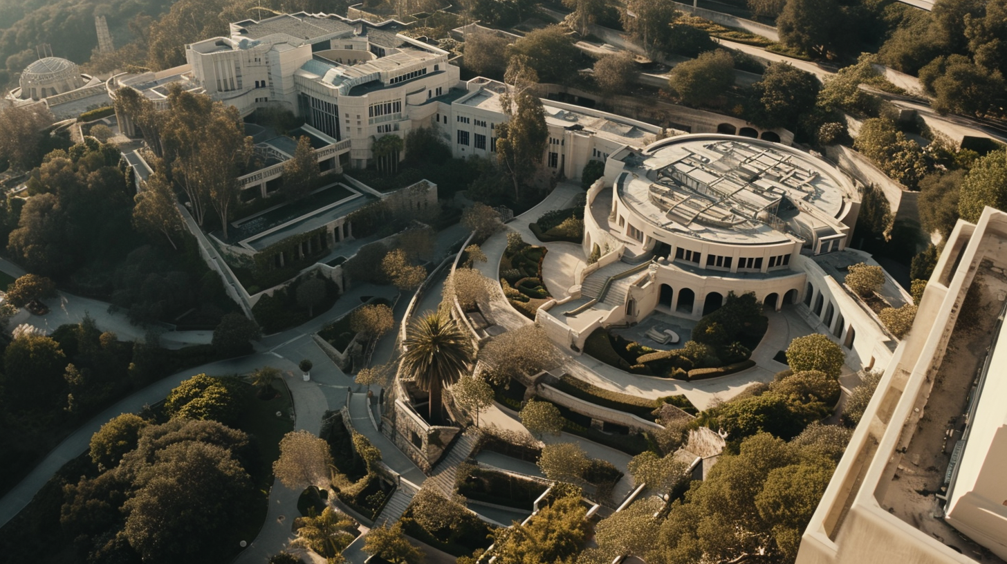 Aerial Footage of Getty Museum Ruins