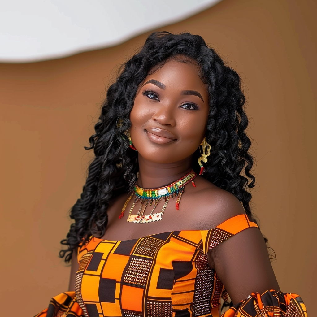 Ghanaian woman in traditional kente attire