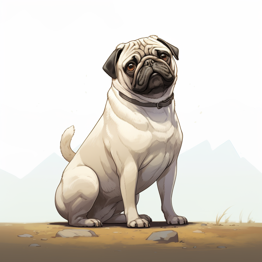 Adorable pug posing mid side angle