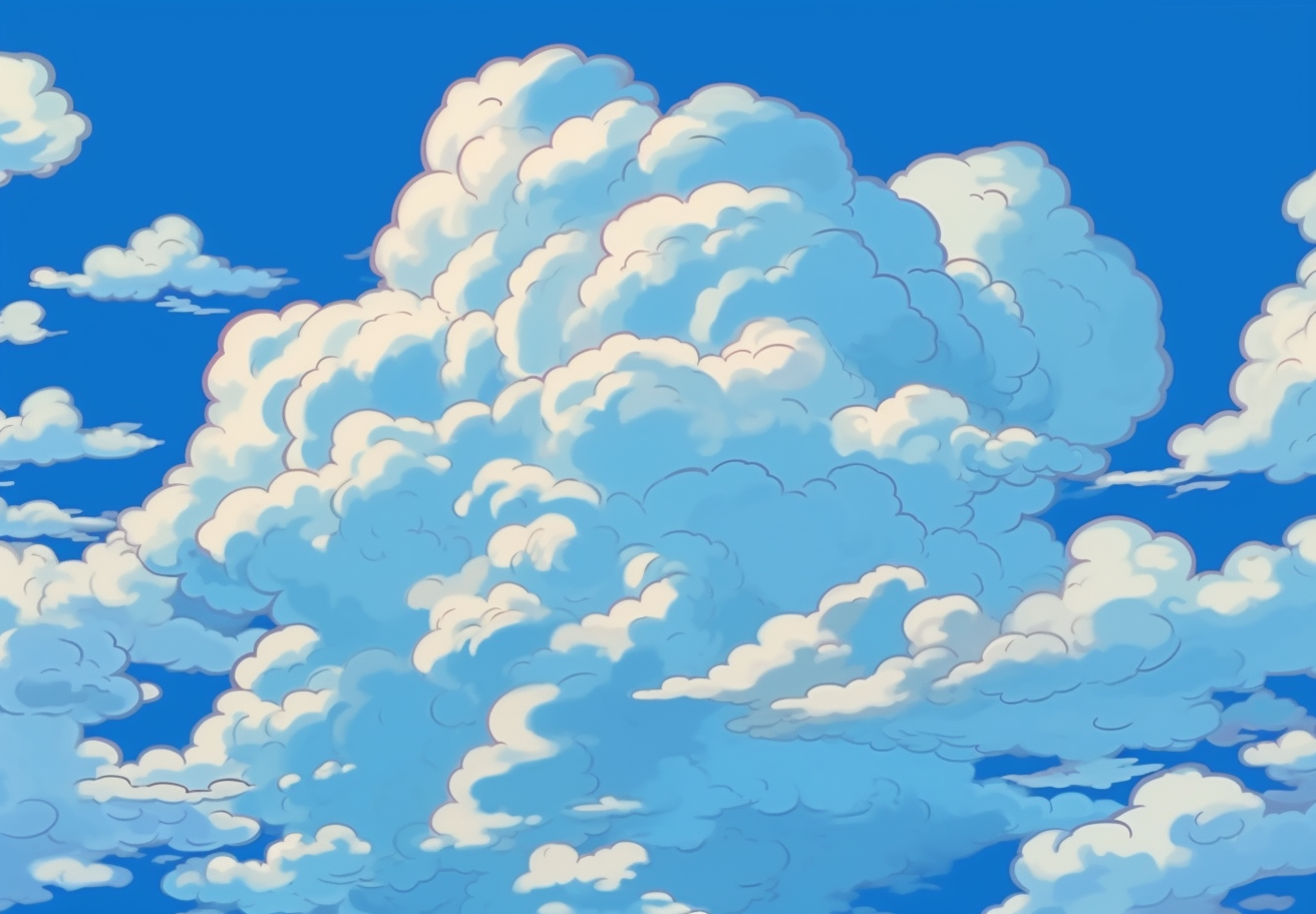 Beautiful cloud formation in Ghibli style