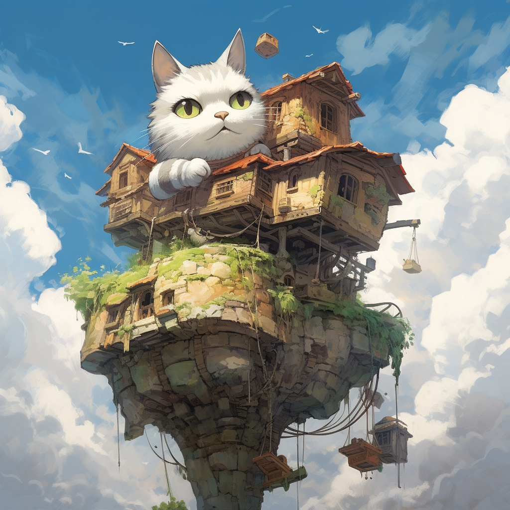 Ghibli Flying House Cat Fence