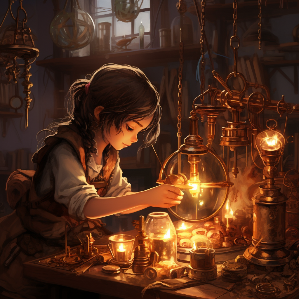 Girl working on light bulb gadget  ?️