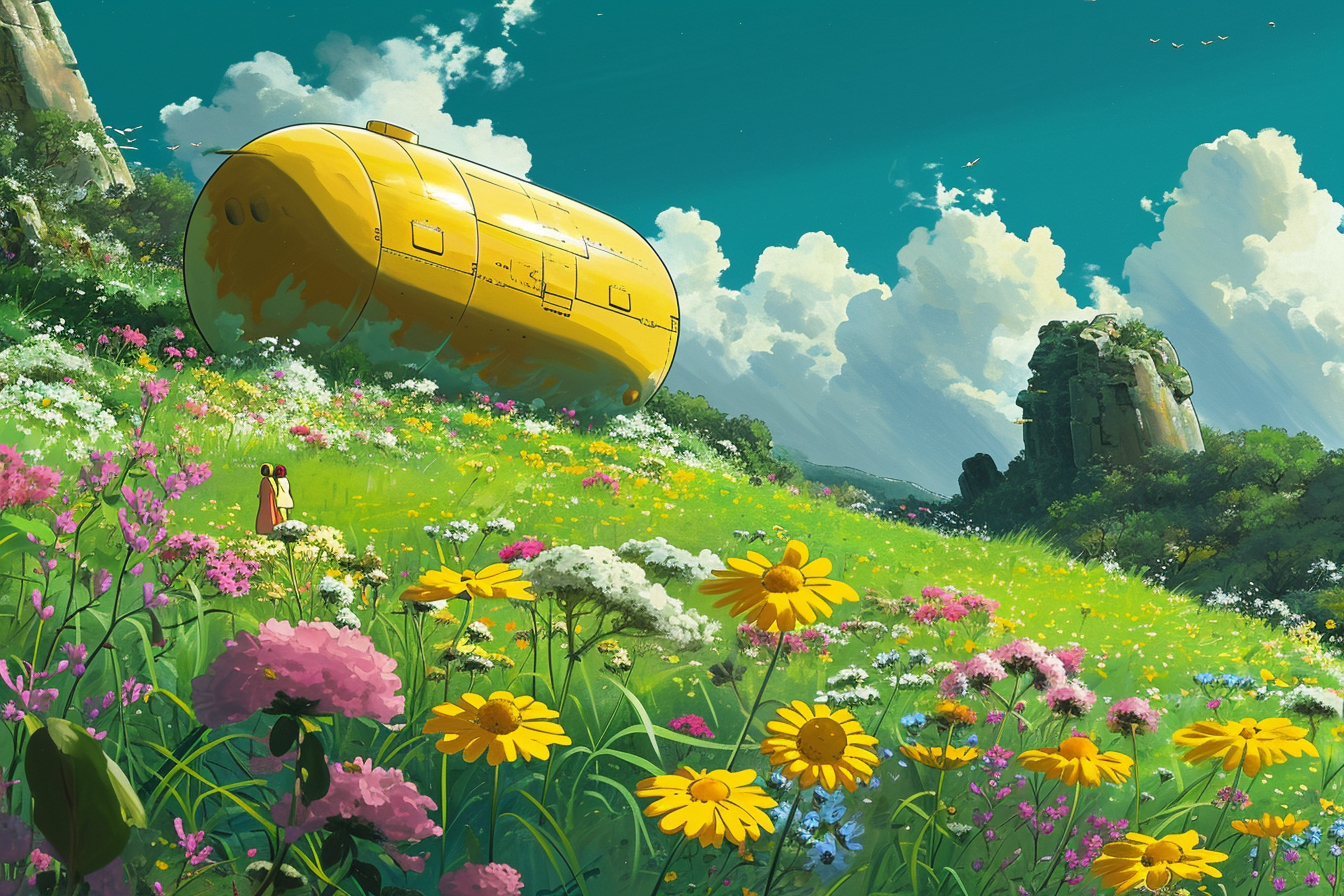 Studio Ghibli Anime Movie Yellow Pill Surreal Landscape