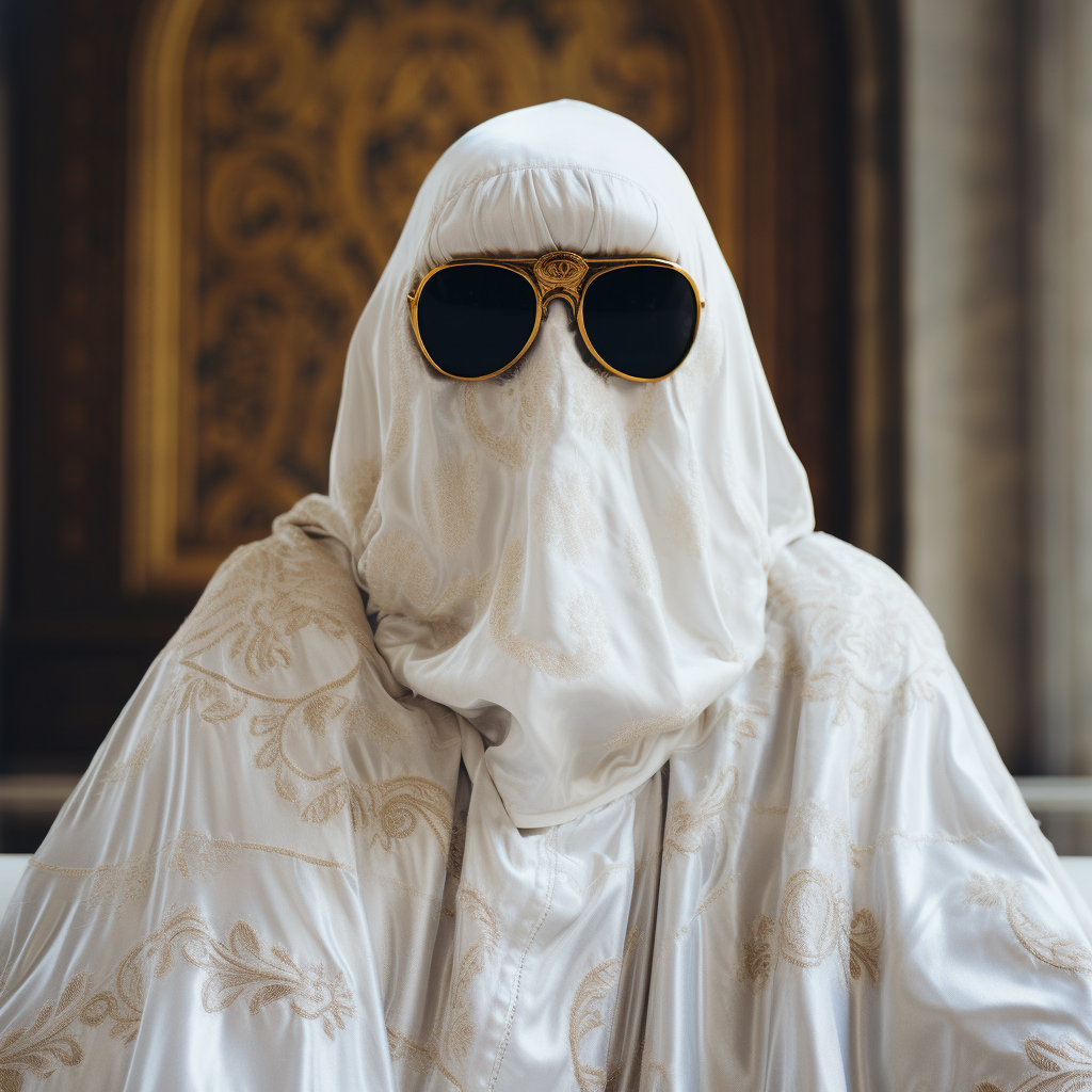 Ghost bedsheet costume wearing clout goggles