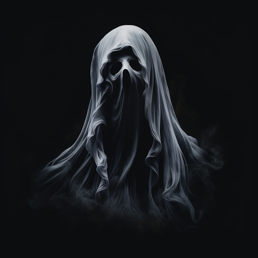 Spooky ghost face in black