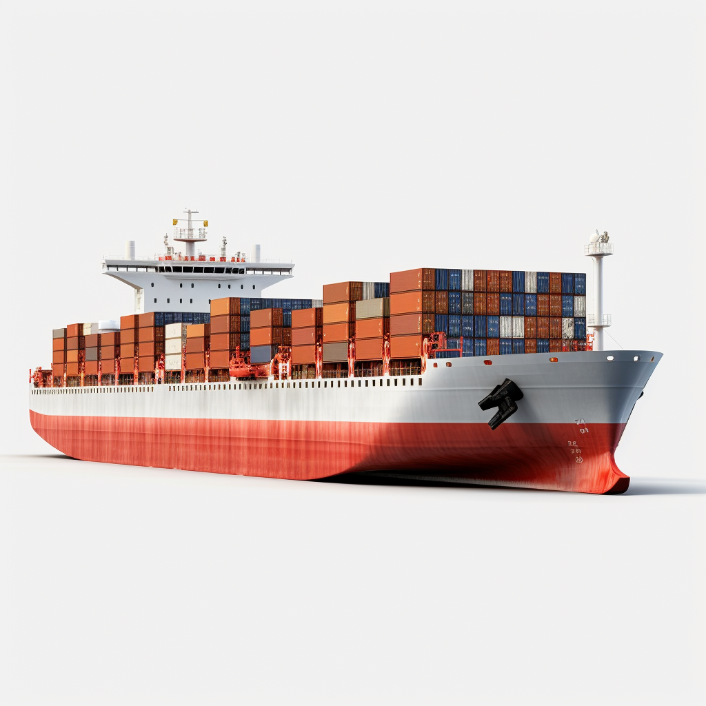 Side view of realistic ghost container ship