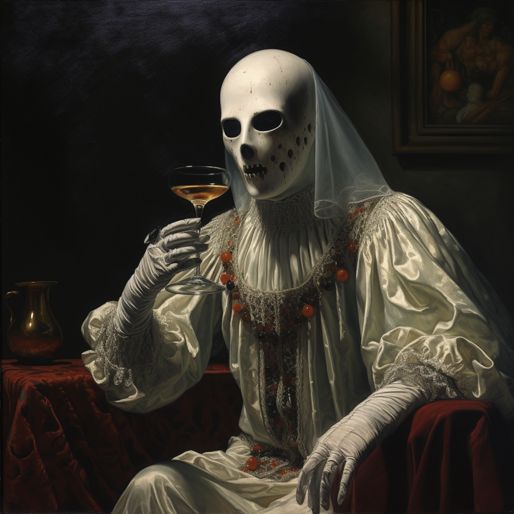 Ghost drinking wine in Renaissance painting