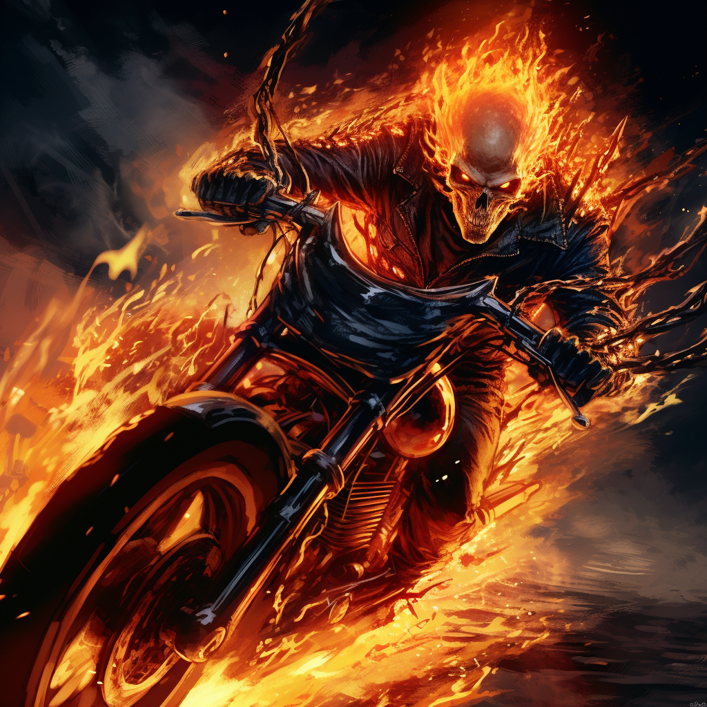 Ghost Rider on Motorcycle with Flames