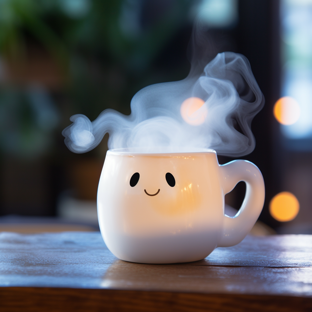 Kawaii ghost mug with steam