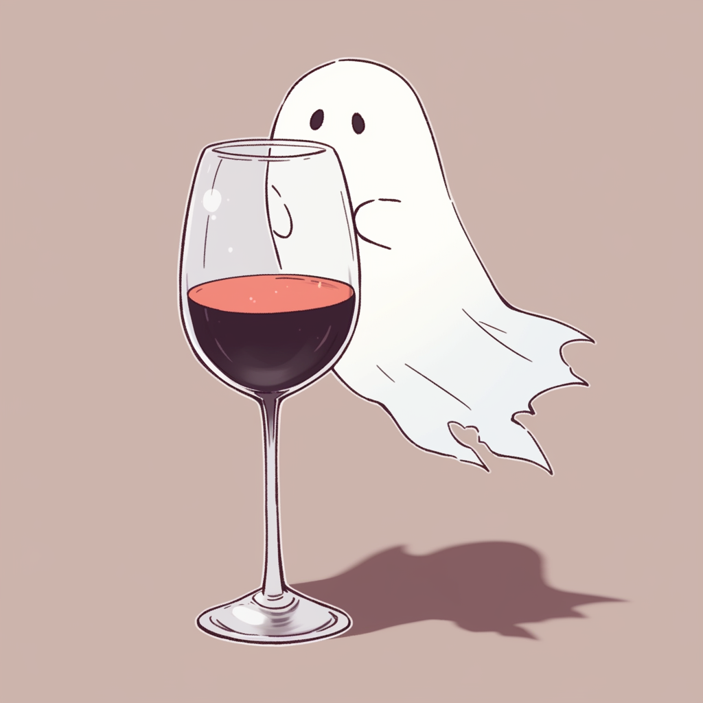 Ghost enjoying a glass of wine