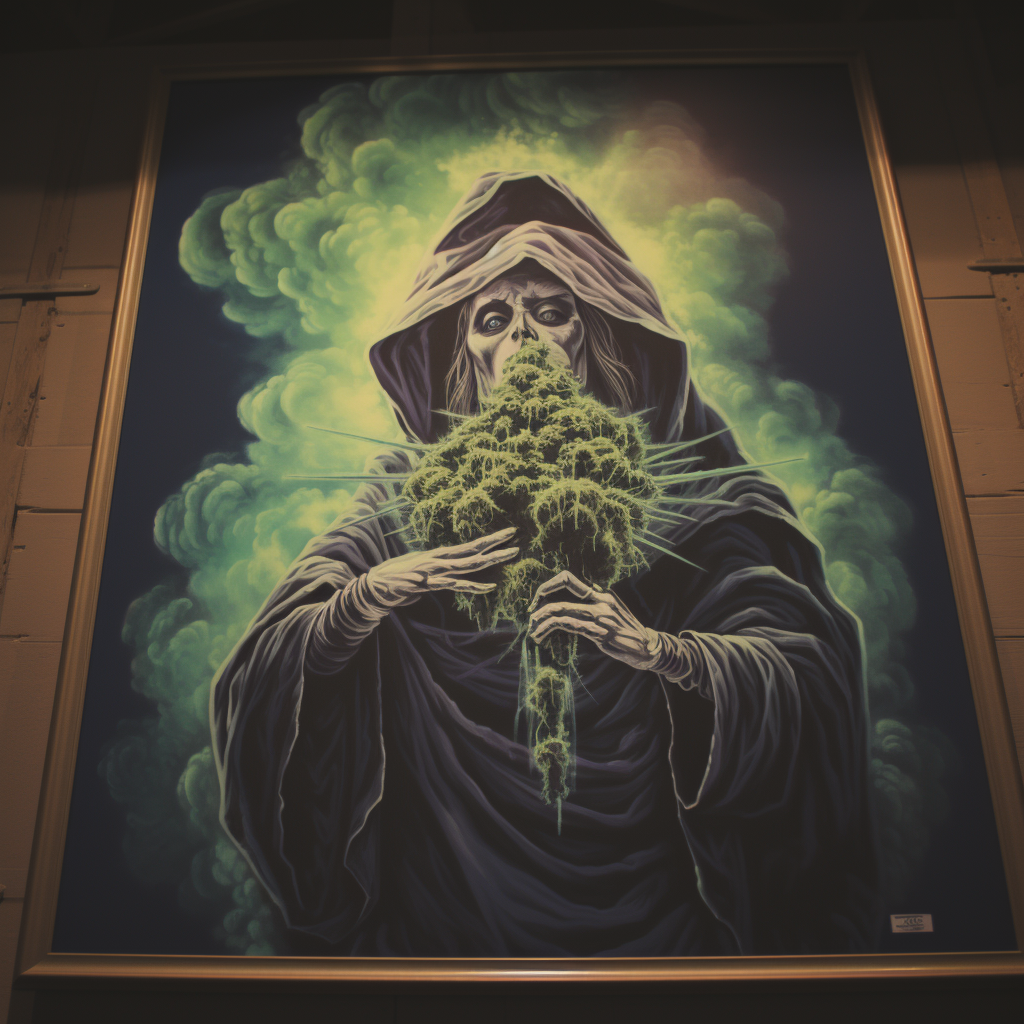 Renaissance-style painting of Ghost OG hybrid strain