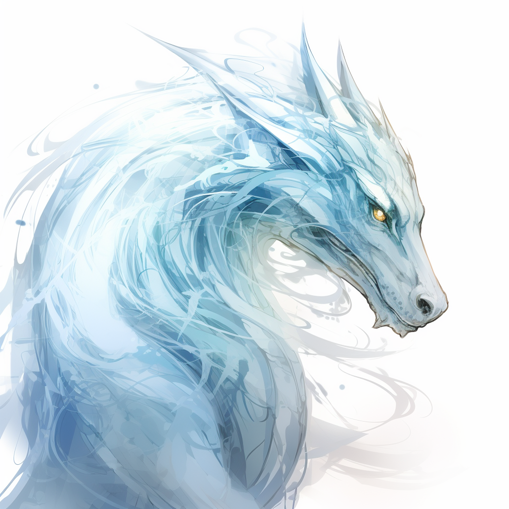 Ethereal dragon on a white background