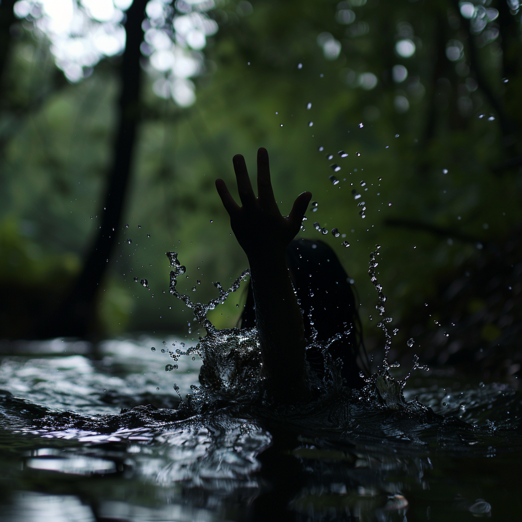 Girl dragged underwater by ghostly hand