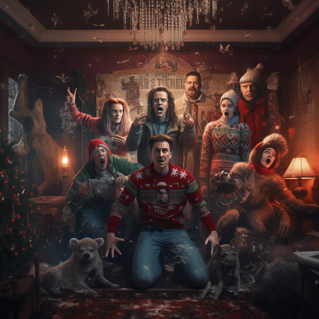 Characters from 13 Ghosts in Christmas Jumpers