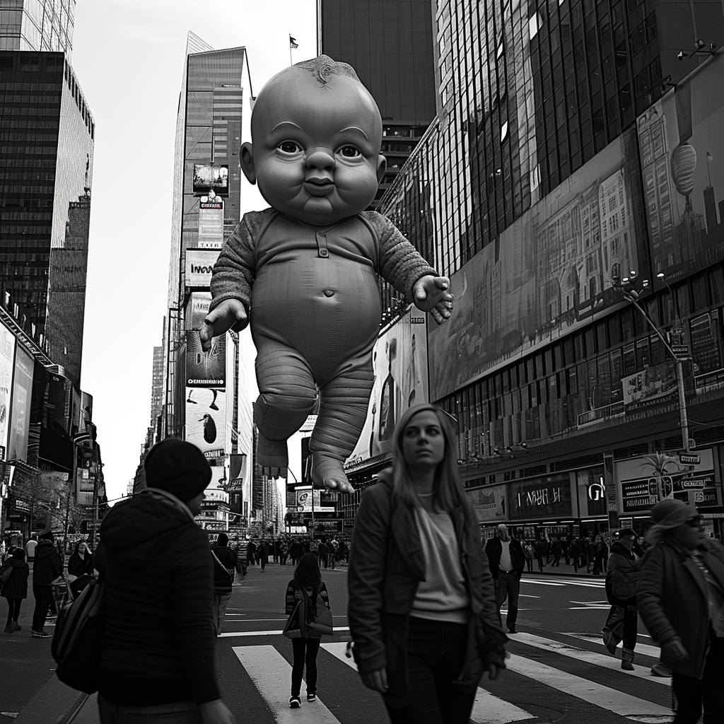 Giant Baby Walking in Times Square