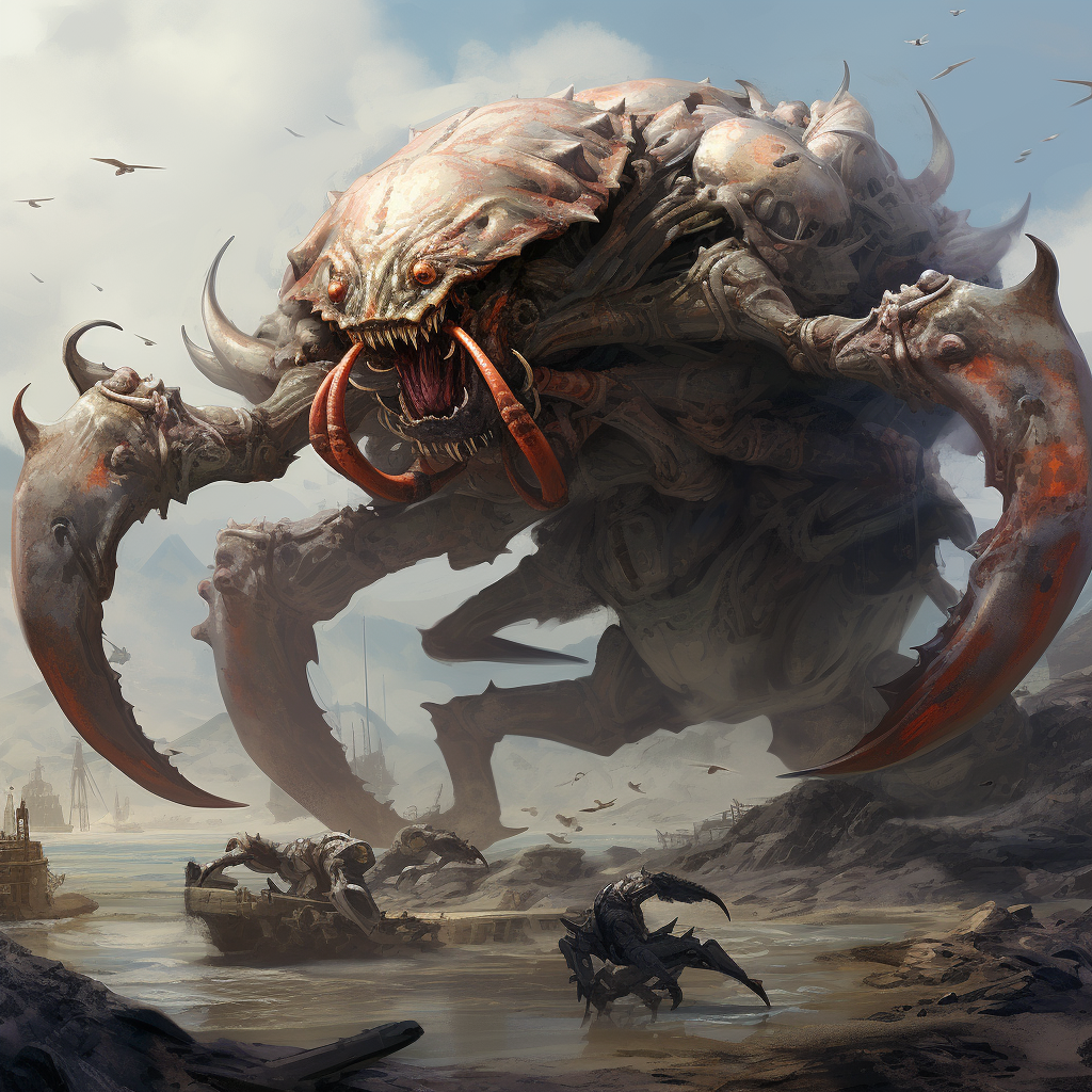 Giant crab battles goristro monster