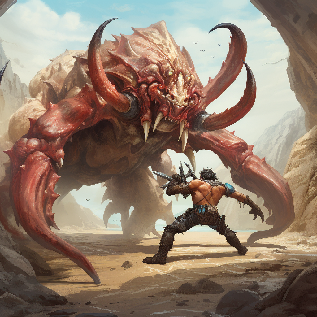 Giant Crab vs Minotaur Battle