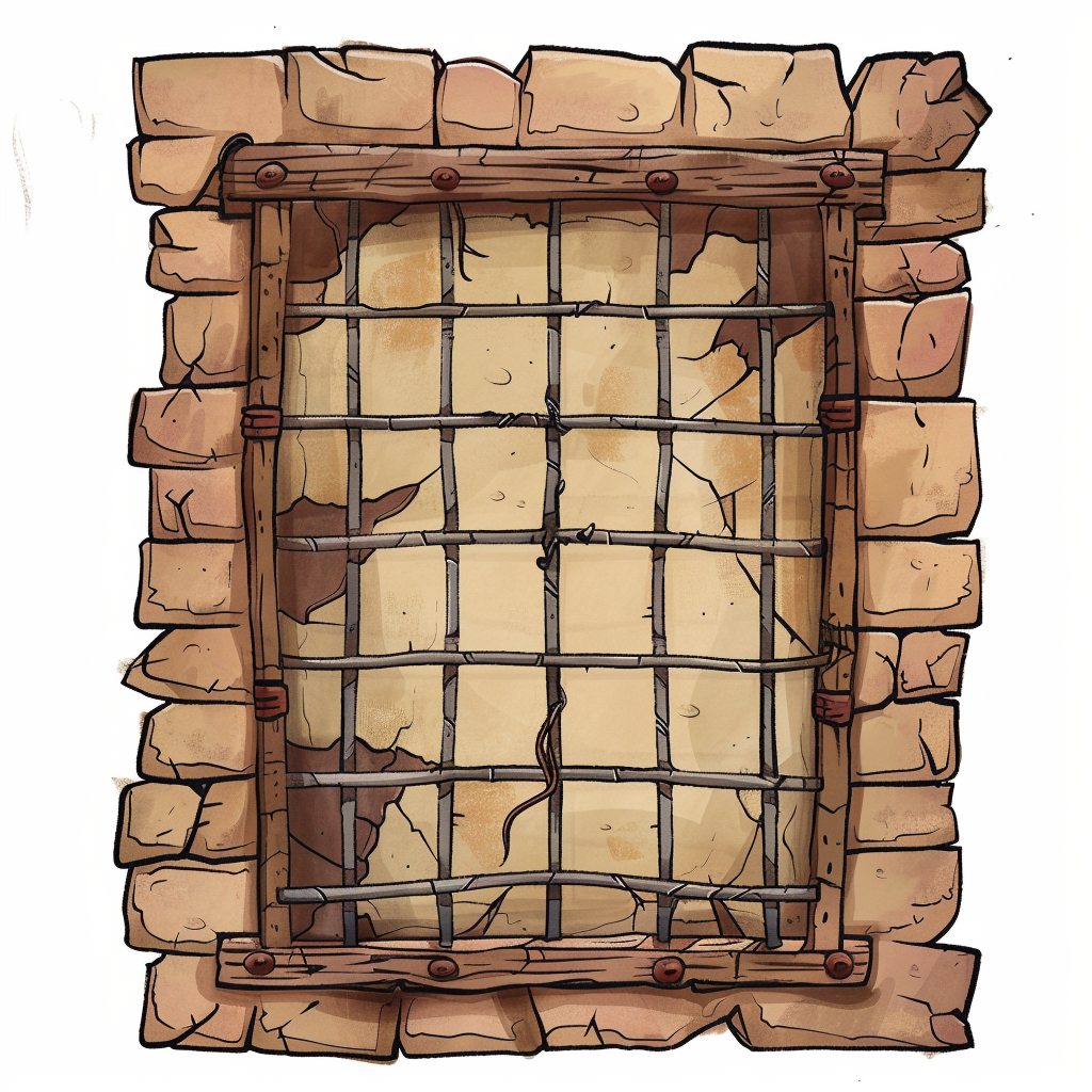 Empty cage cartoon parchment style