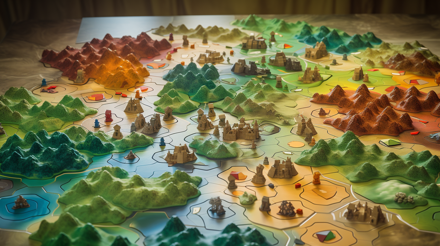 Sparsely populated giant forest in board game cartoon style