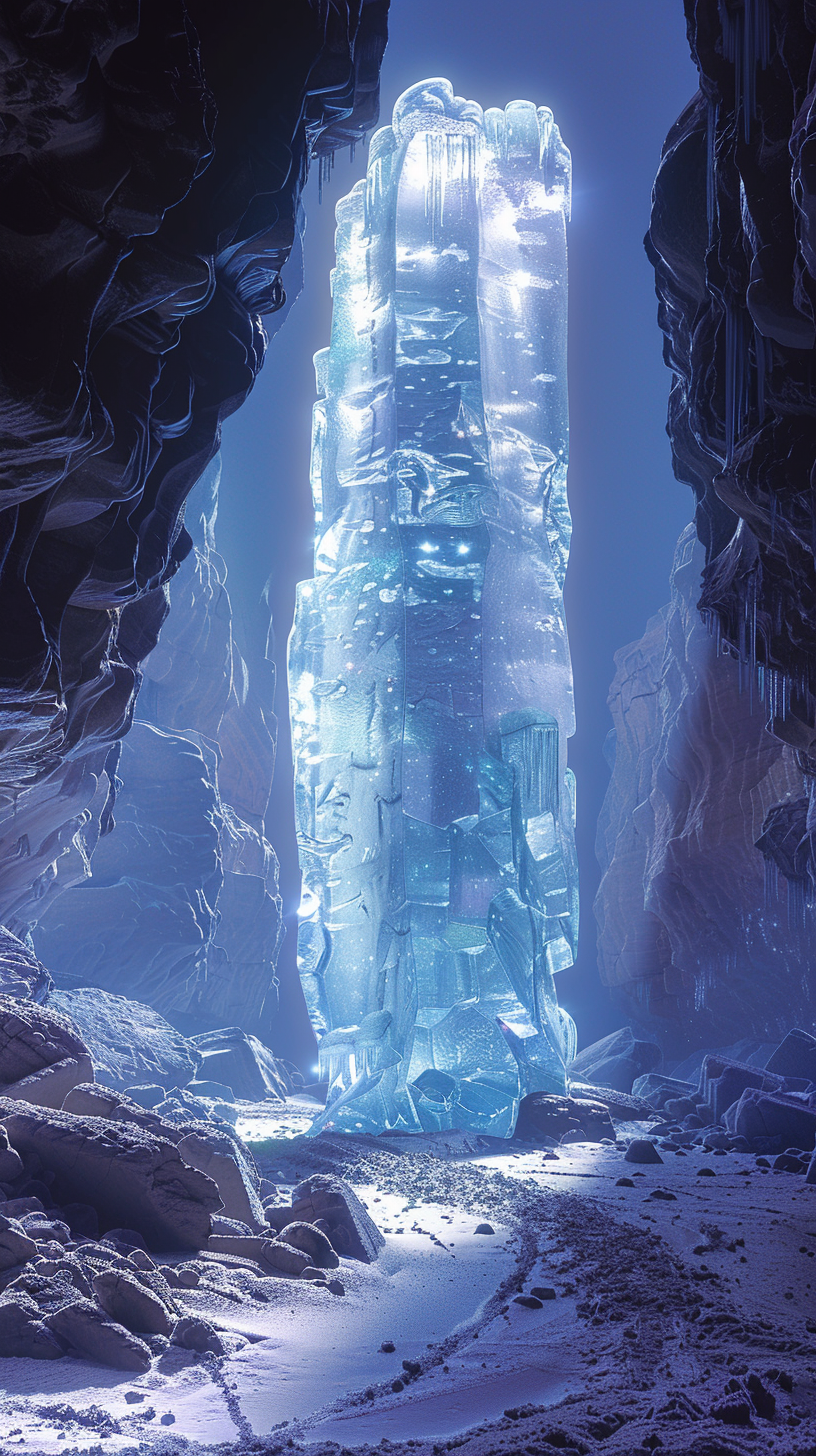 giant ice shard underwater scene