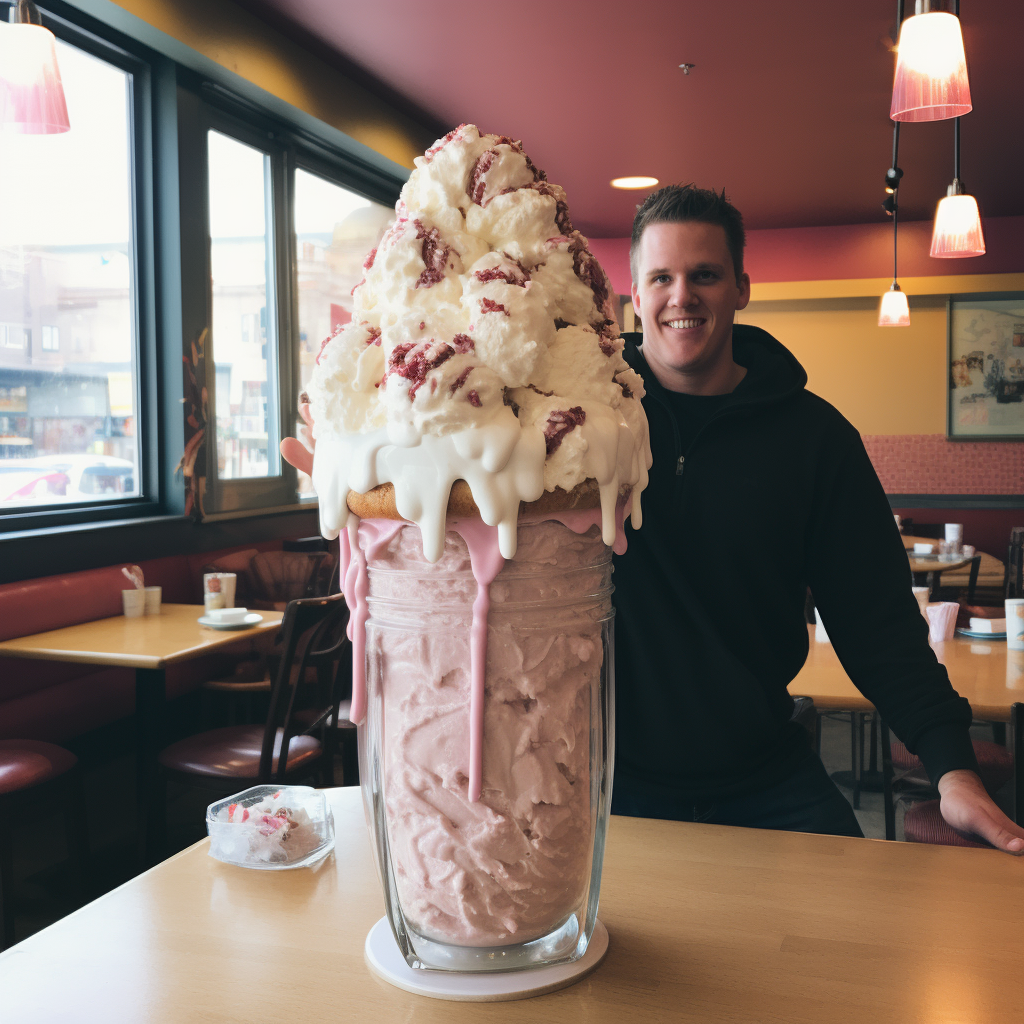 Delicious giant milkshake at a restaurant