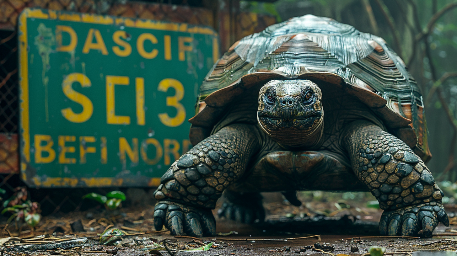 monster turtle flying in action