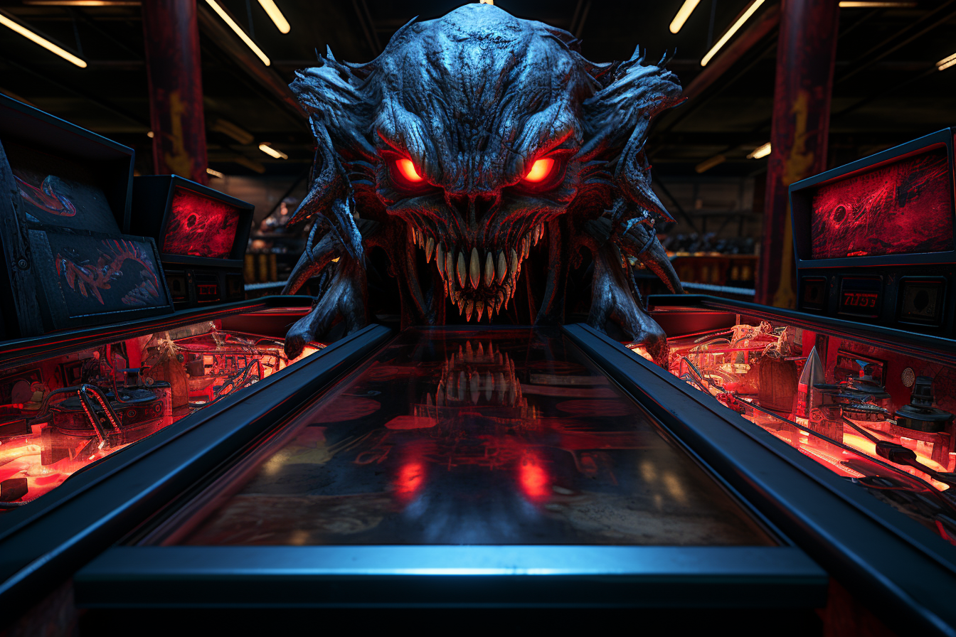 Demonic pinball in arcade machine