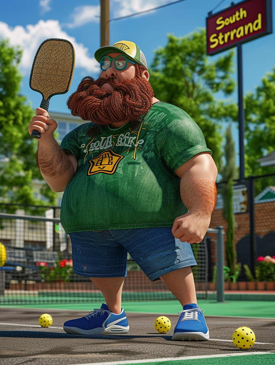 Man playing pickleball with yellow balls