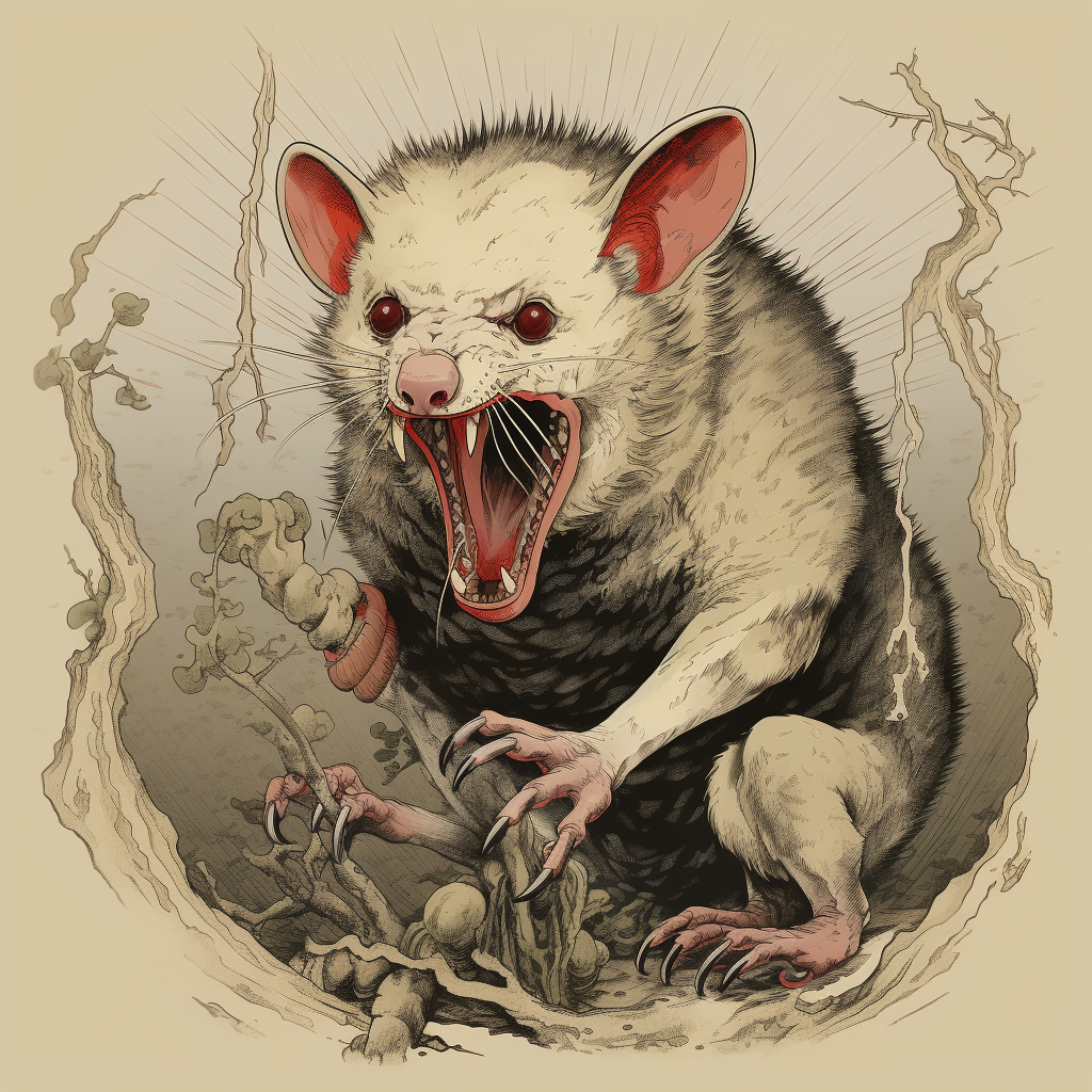 Ancient Japanese art of a giant possum