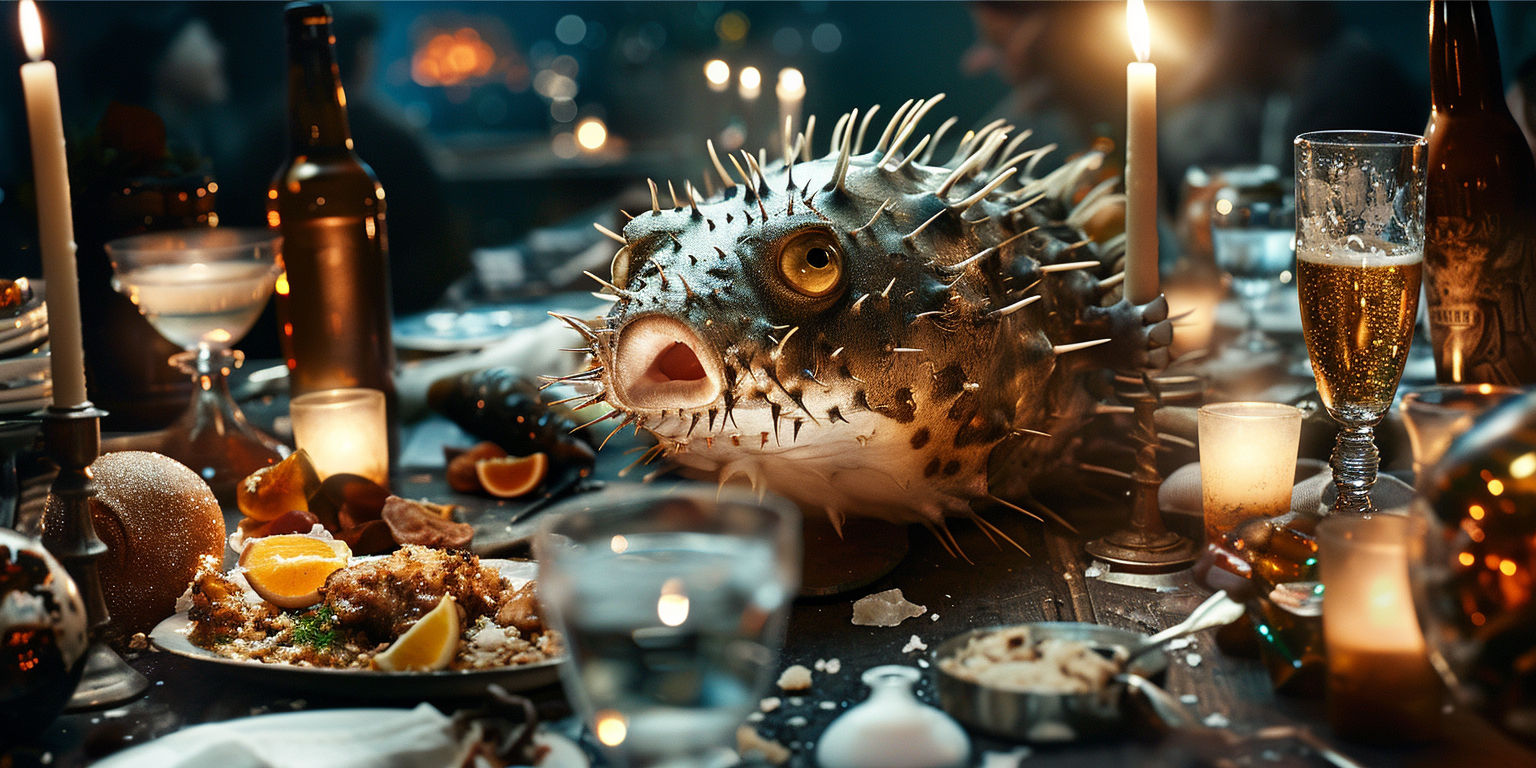 Giant Pufferfish Christmas Lunch Party