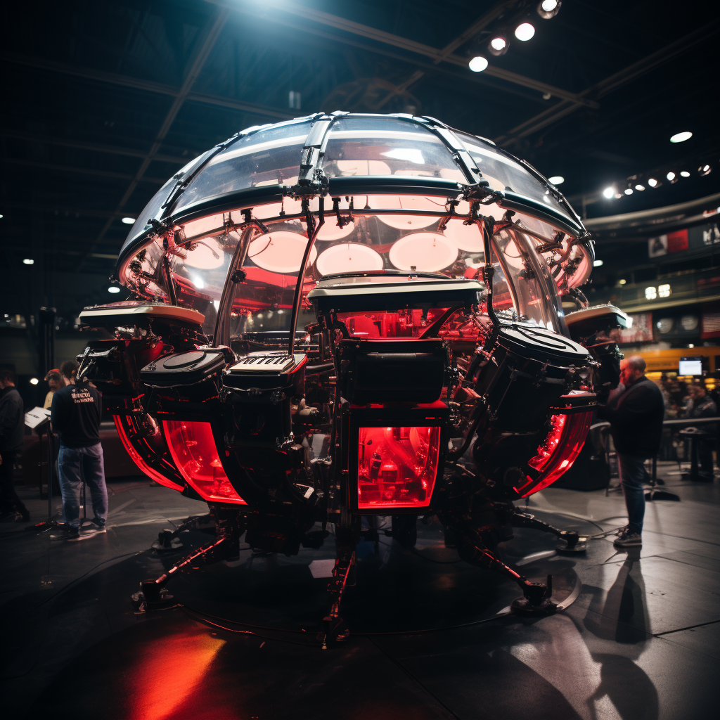 Massive Robotic Drum Set in Football Stadium