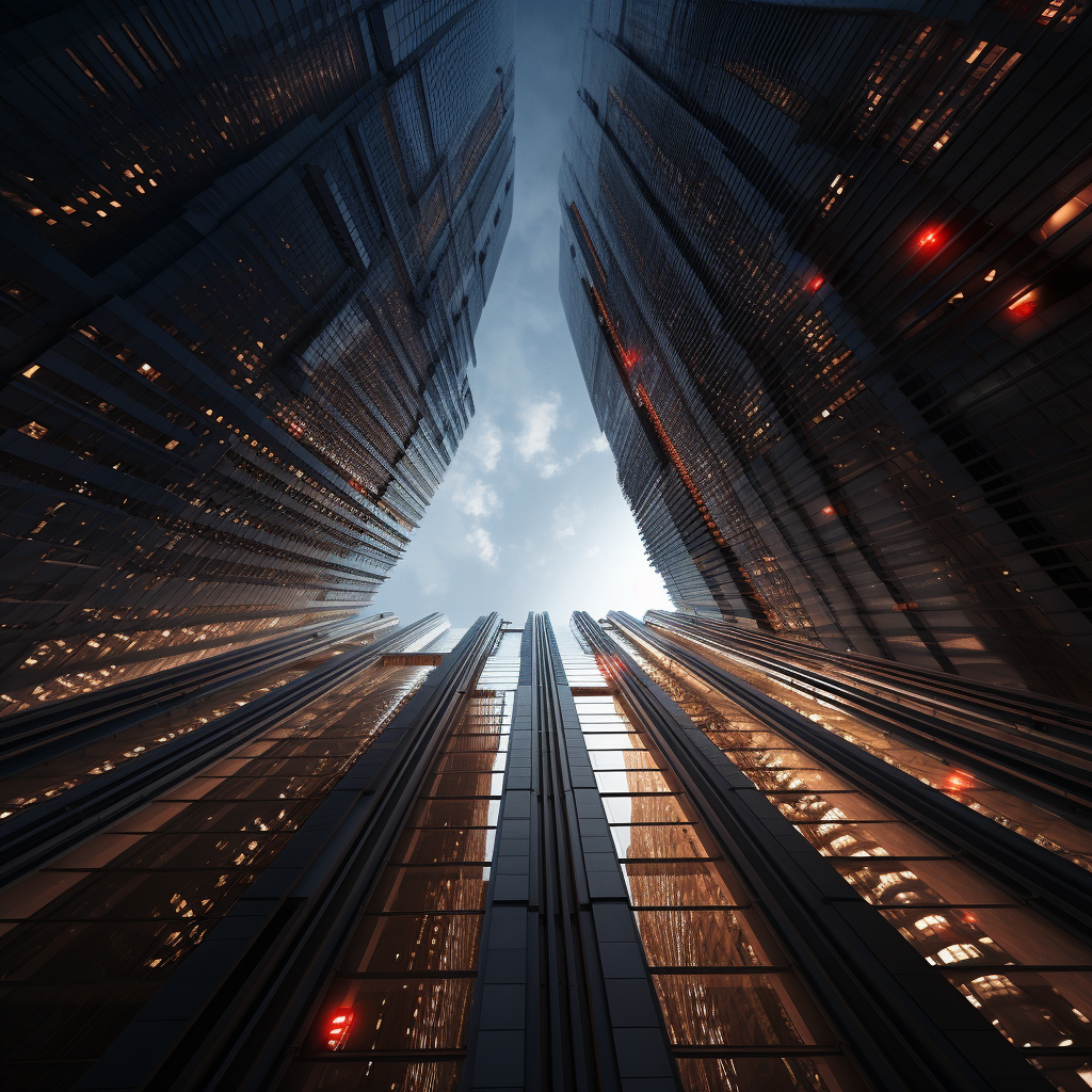 Awe-inspiring skyscraper worms eye view image