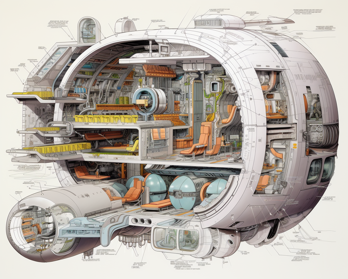 Diagram of giant spaceship interior