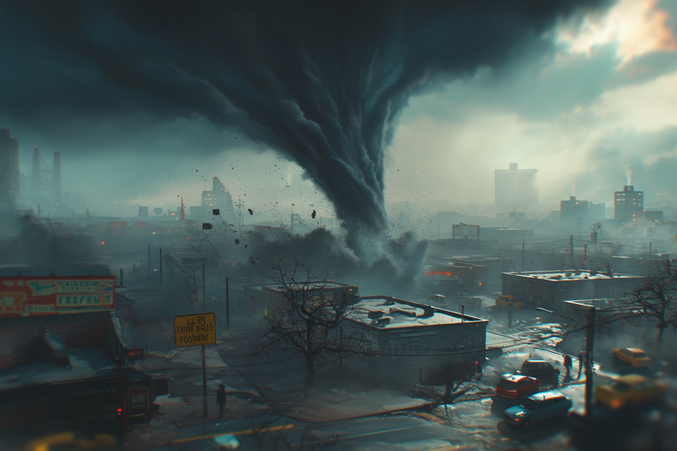 Giant Tornado in Dark Town