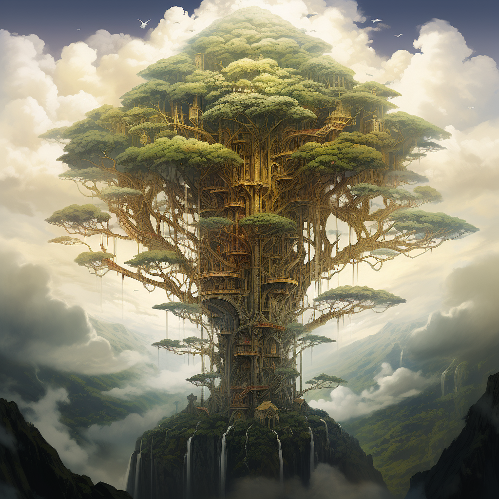 Towering tree with hidden civilization