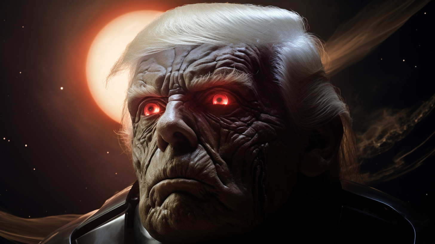 Giant Trump Head with Laser Beams