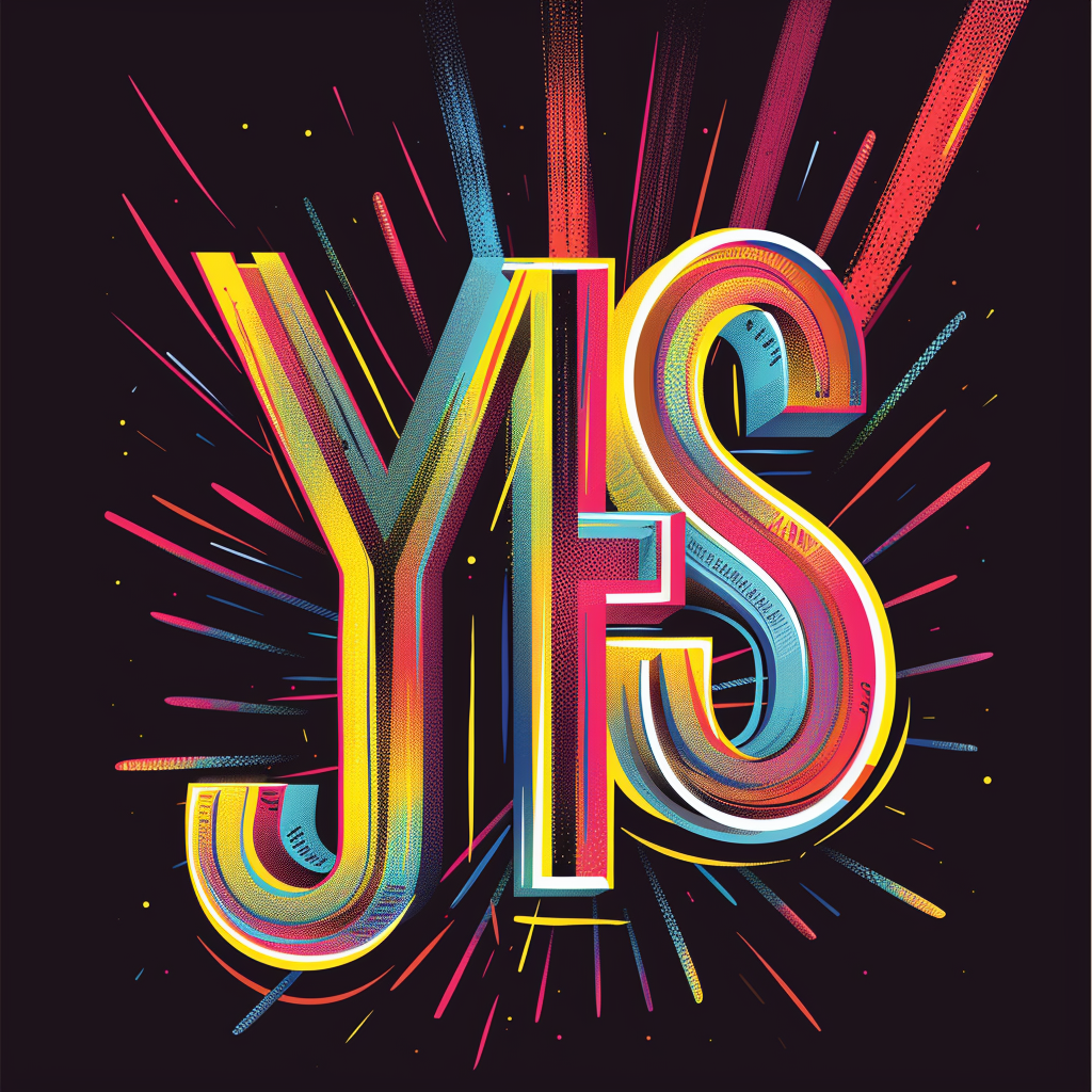 Giant YES Sign on Black Background