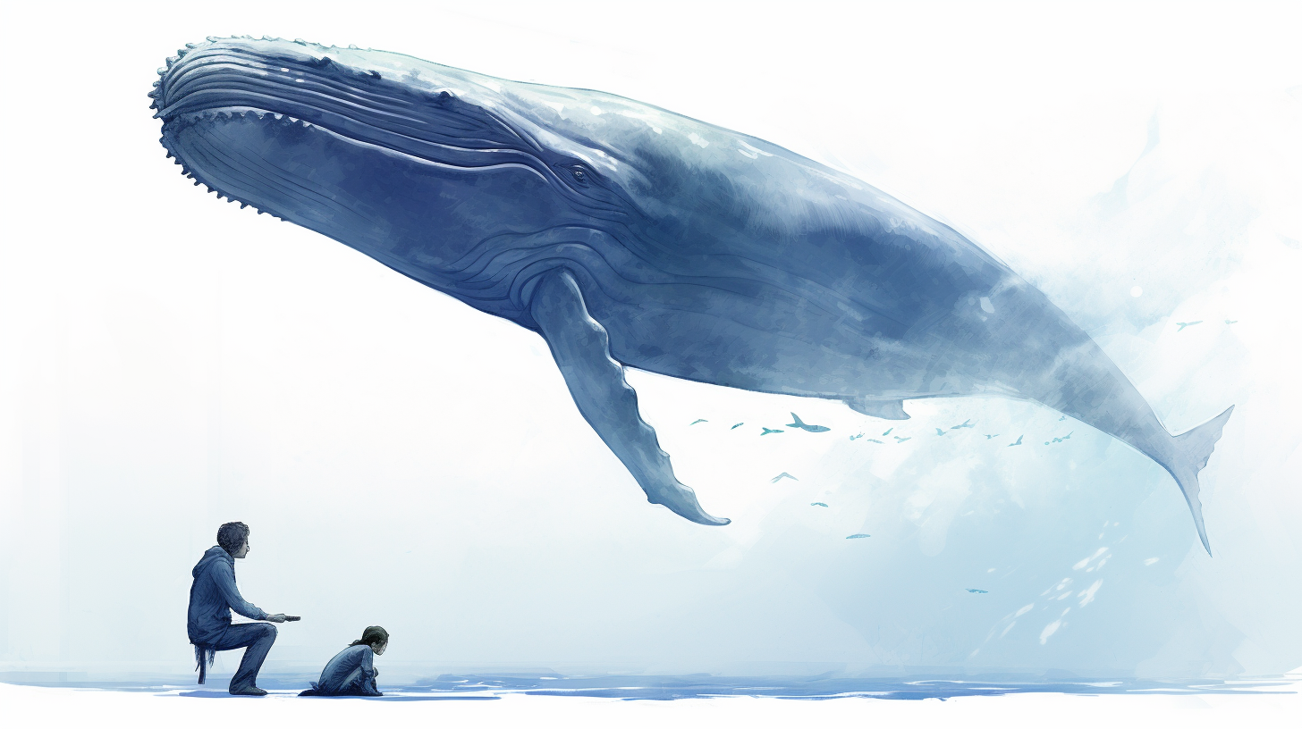 Giant Blue Whale Friend Eating Digital Painting