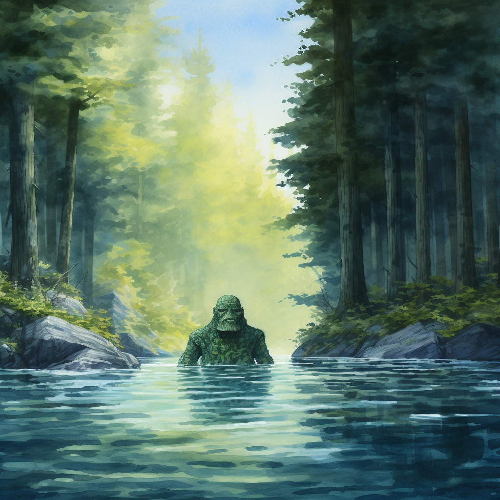 Giant head in watercolor art