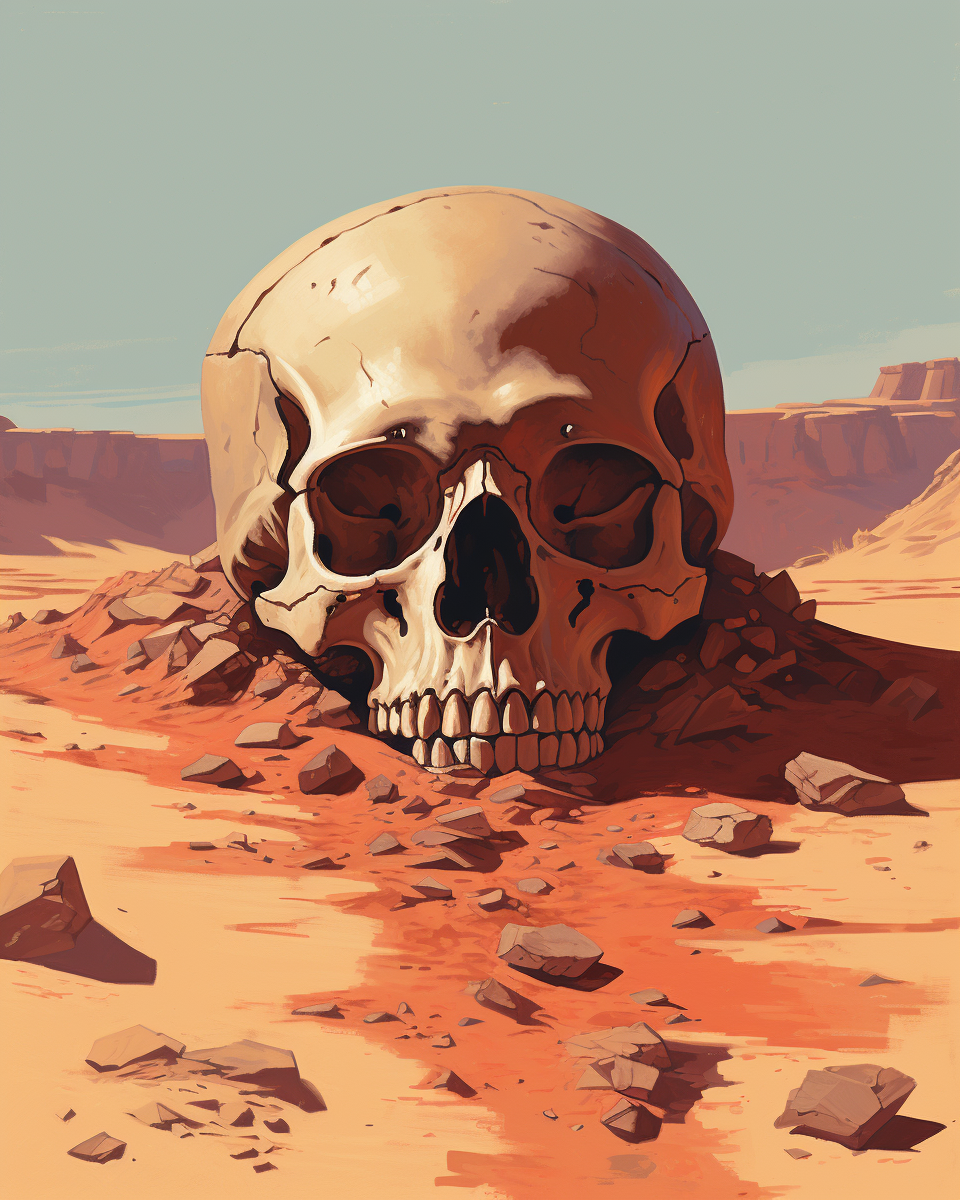 Giant Skull Buried in Desert