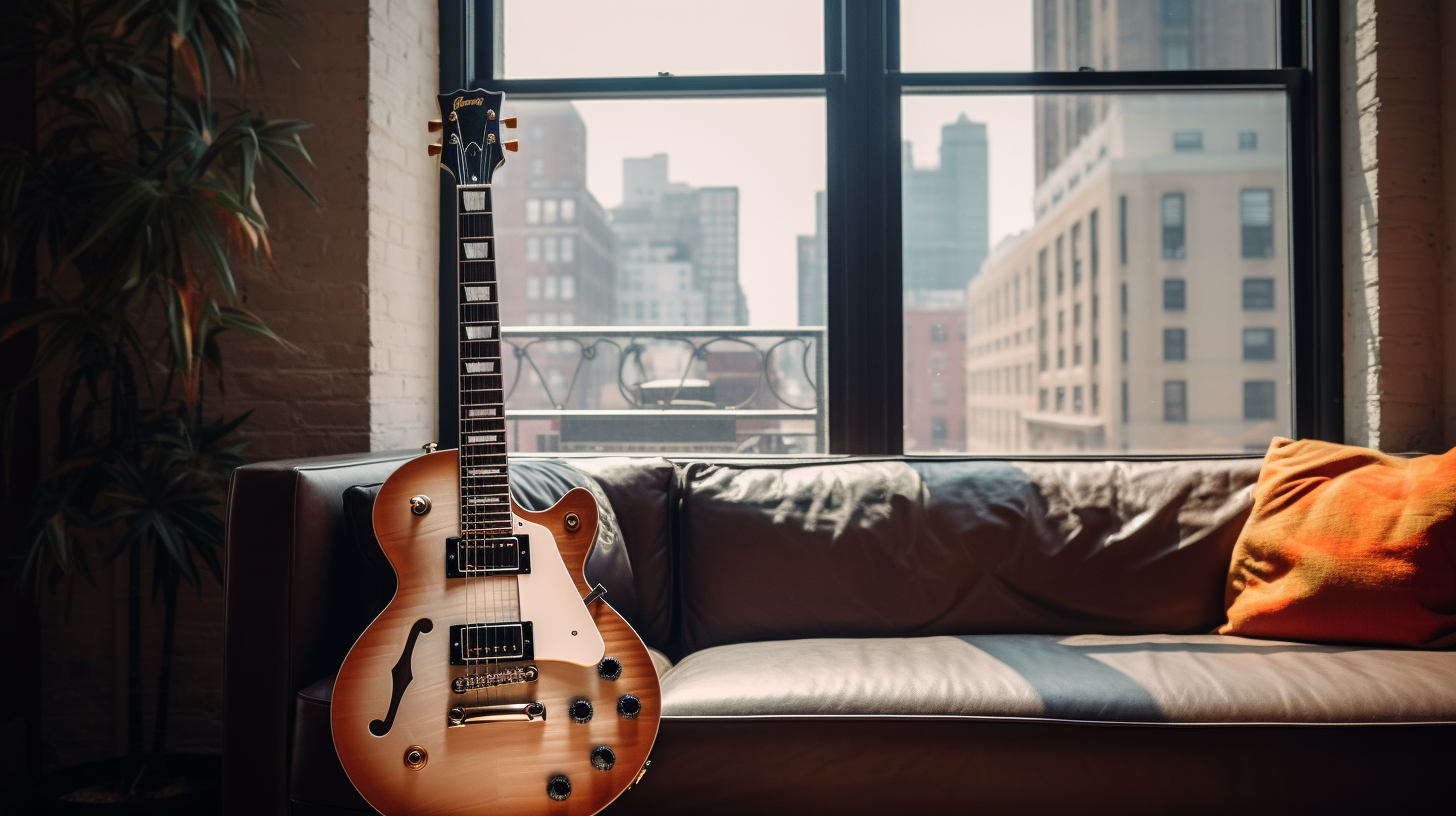 Gibson electric guitar in NYC apartment