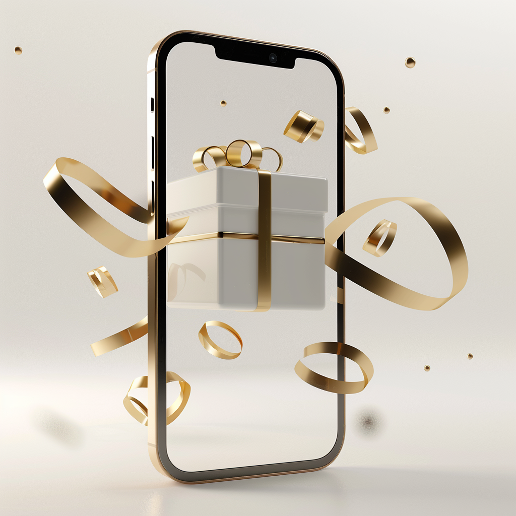 Gold ribbon gift box iPhone