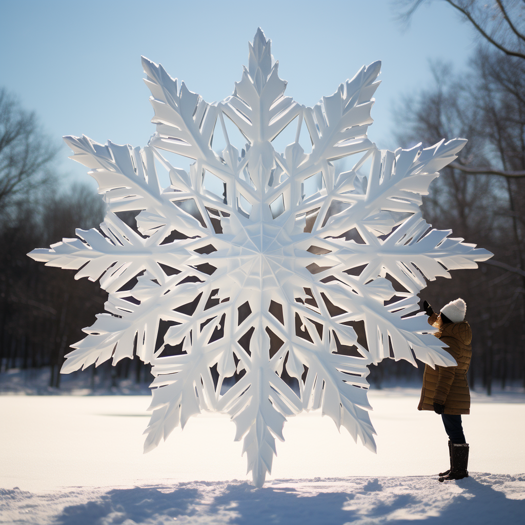 Beautiful gigantic snowflakes in nature