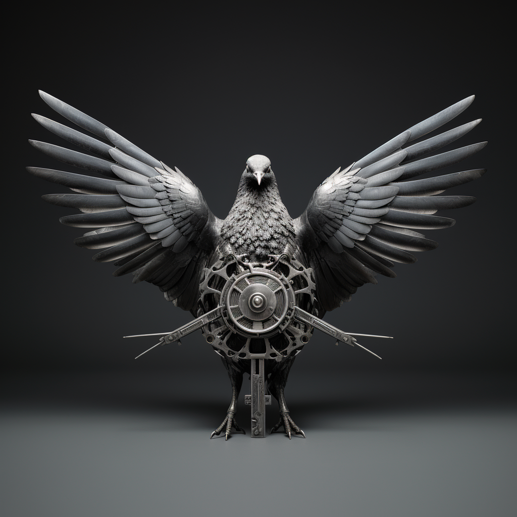 Photorealistic sculpture of a Giger dove