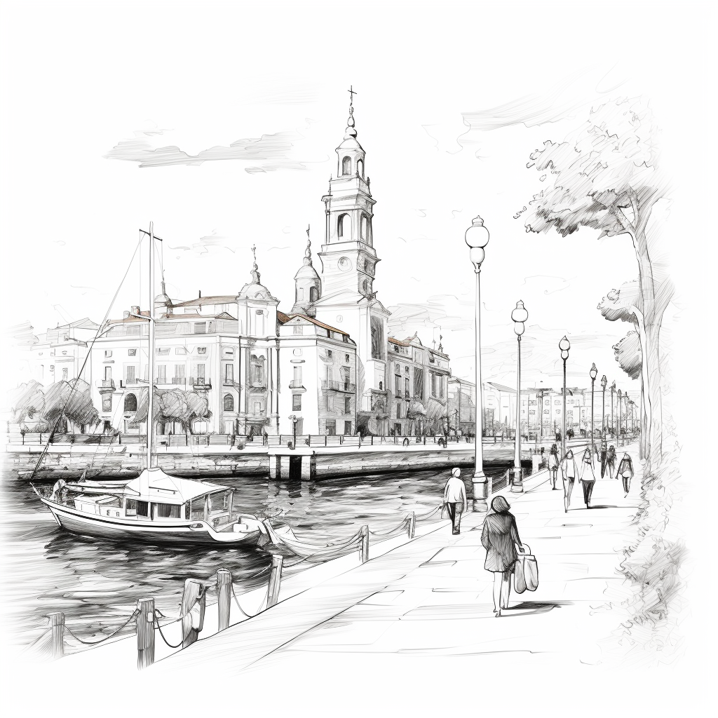 Hand Drawn Sketch of Gijon