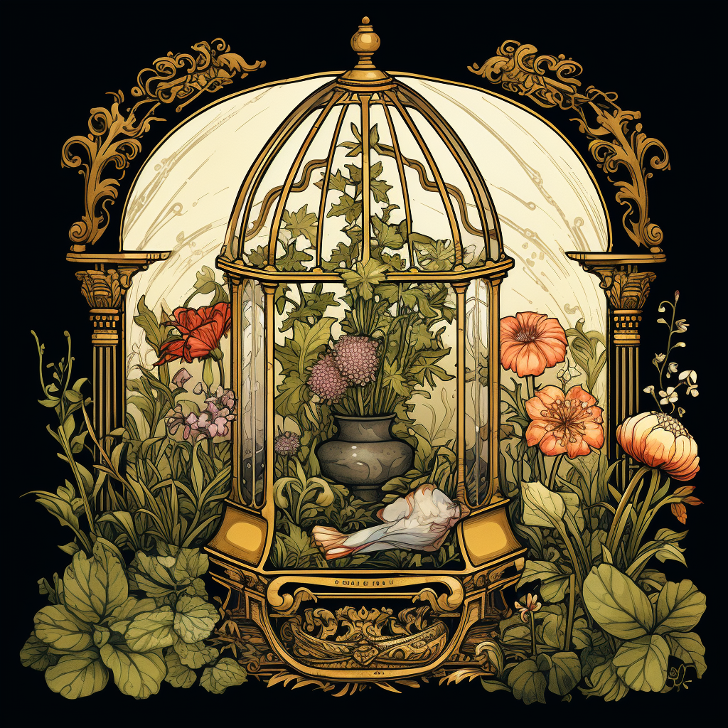 Terrarium Tshirt Print Art Nouveau Style