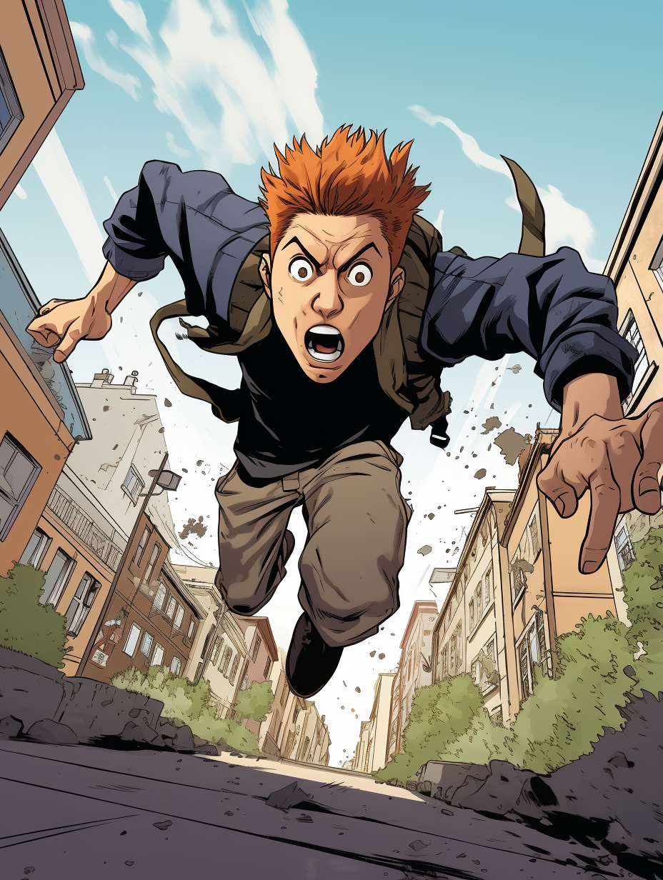 Ginger Haired Teenager Manga Fight