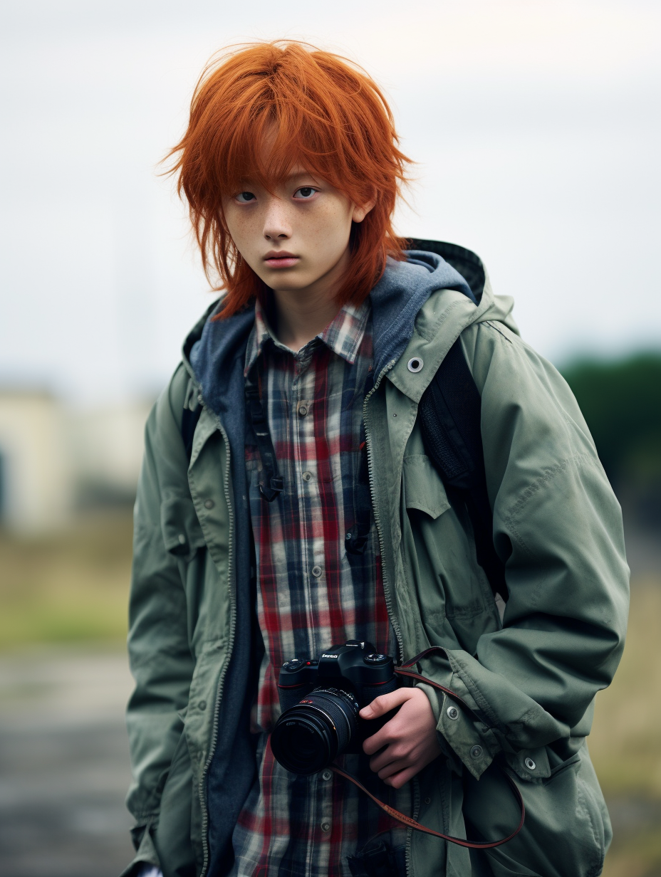 Ginger-Haired Teenager in Action Scene